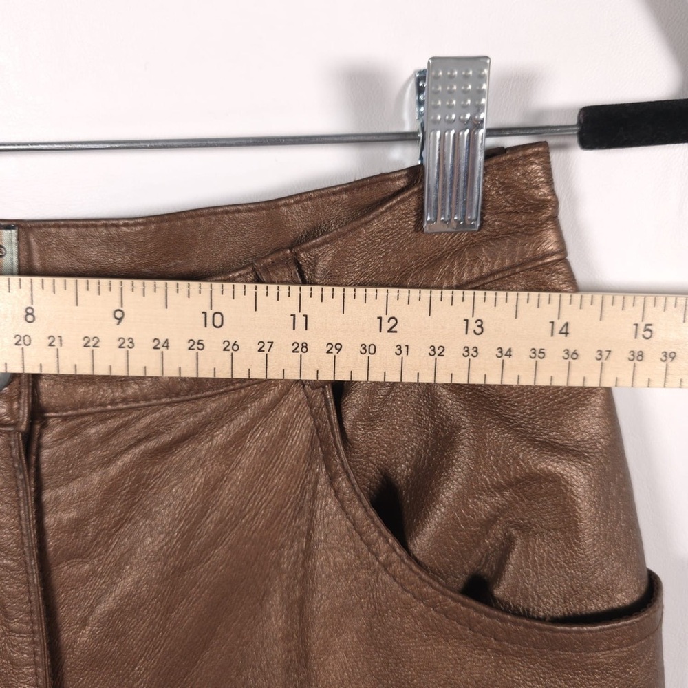 FORENZA 100% LEATHER Soft High Waist Bronze Lined Pants VTG‎ 1-9336-7 Size 8 - Picture 5 of 10